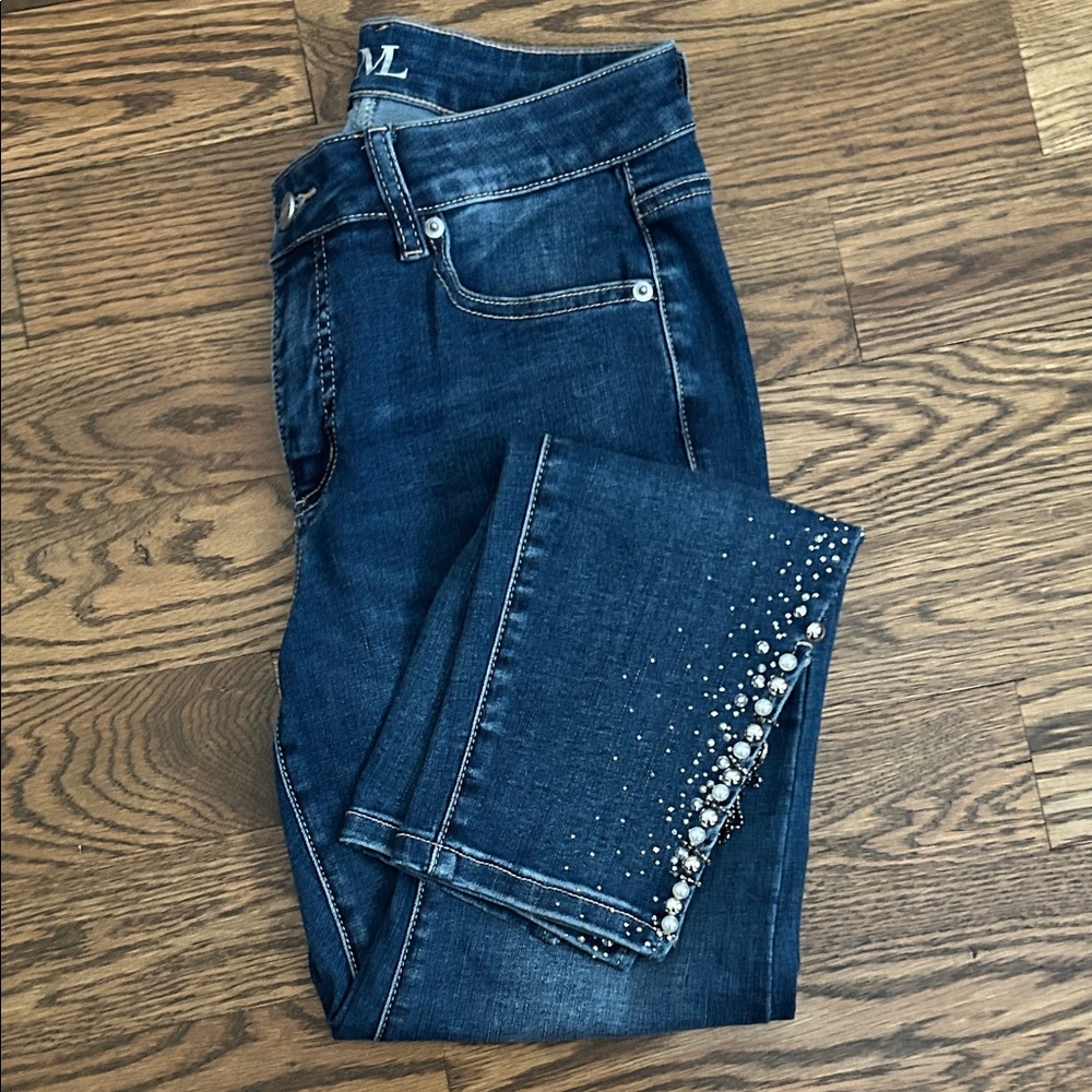Women's Blue Embellished Jeans, Melanie Lyne